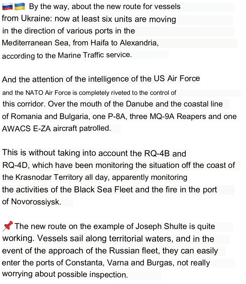 exit266's tweet photo. In case you, like me, were wondering what the claim is I grabbed it for you below. Rybar is talking about the Ukrainian Danube River Ports that Ukraine has been using for the majority of the full scale invasion. #KnowWhatsNormal https://t.co/hq22sMv4wJ