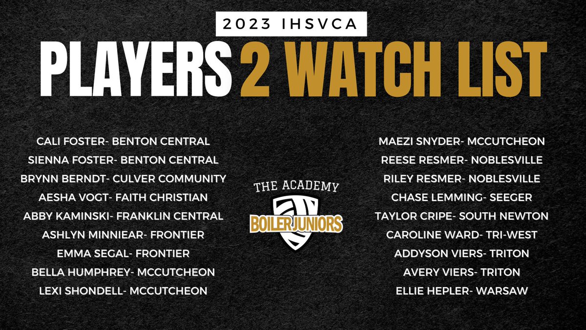 Congratulations to our players who have been named to the 2023 <a href="/ihsvca/">IHSVCA</a> Players 2 Watch List!

#boilerproud #boilerfamily