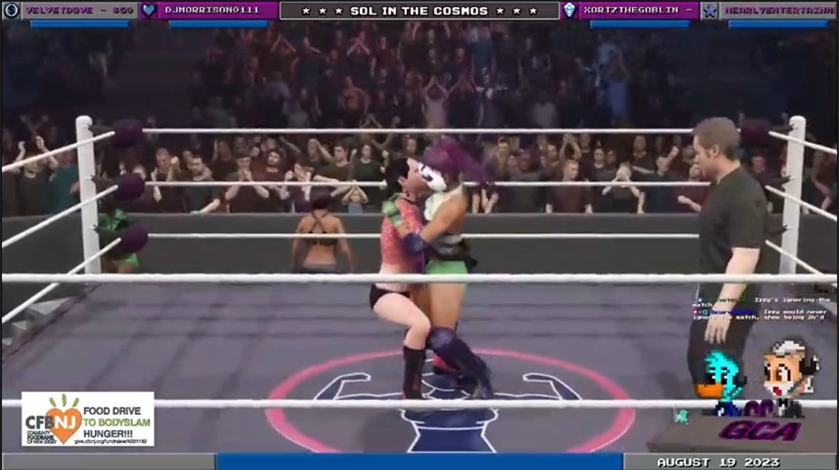 velvetdovelyn's tweet photo. So much fun in "Sol in the Cosmos" today on #GCA #SolRelWrestling. I took on Buena Girl and became the NEW Sol Rel Champion.  All the hugs and all the rear views. https://t.co/ceP9M44Cj0