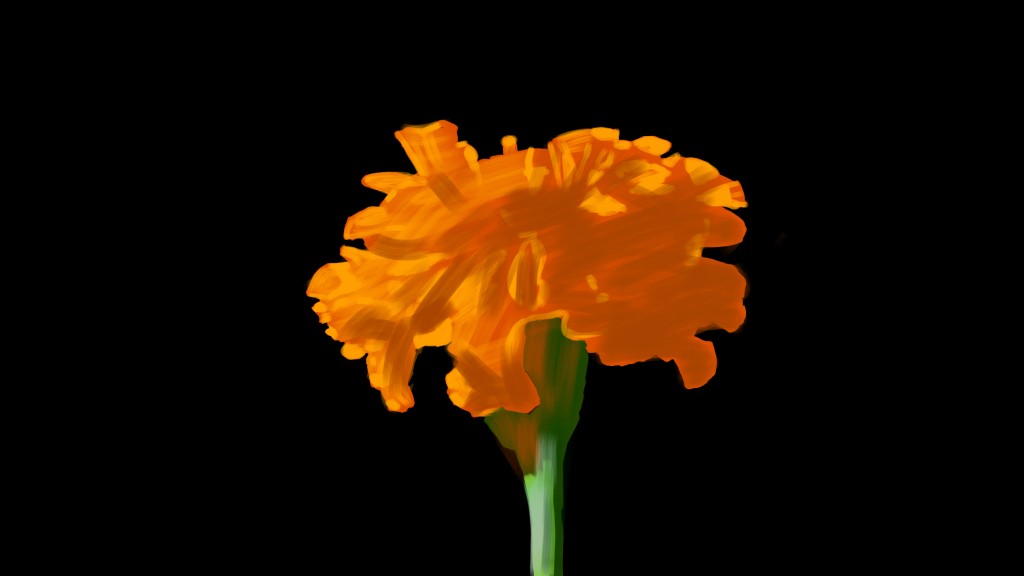 1時間10分くらいで完成するマリーゴールドの花の描き方。
橙色の明るい暗いだけの色分けだと単調(っていうか不自然)になるので、よく色を観察して見つけた色を狙い定めて置いていく感じ。
↓メイキング動画↓
https://t.co/QRlvwaiAzh 