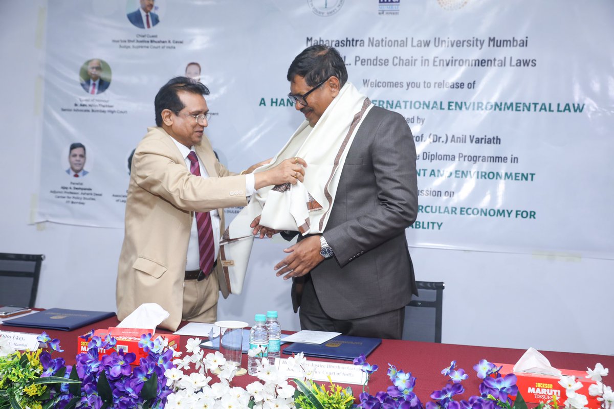 AnilVariath's tweet photo. Some snippets from the book release event of Prof. Dilip Ukey and my book - A Handbook of International Environmental Law. The book was released by Hon’ble Shri Justice Bhushan R. Gavai, Judge, Supreme Court of India, Els Reynaers Kini and Sr. Adv. Nitin Thakker. https://t.co/85F77lcqBf