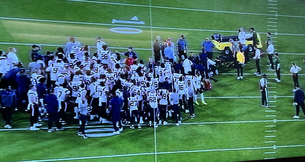 Entire Patriots team came together on the field as rookie CB Isaiah Bolden remained down following a play in which he appeared to take a hit to the head from a teammate on a completed pass. Bolden is being carted off the field on a stretcher.