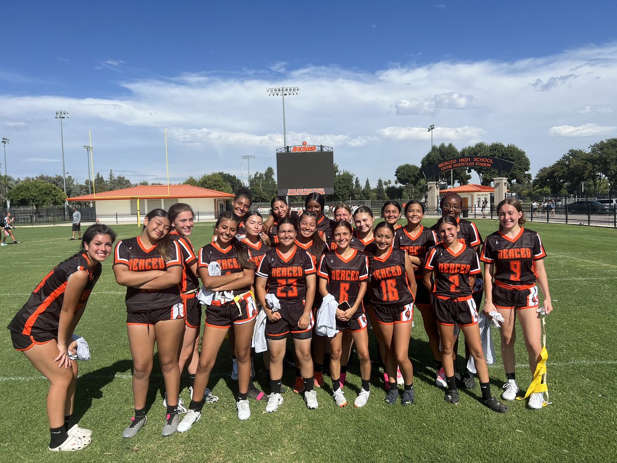 Great day for Merced High Girls flag Football 1st tournament lots of lessons learned#tournamentchamps
