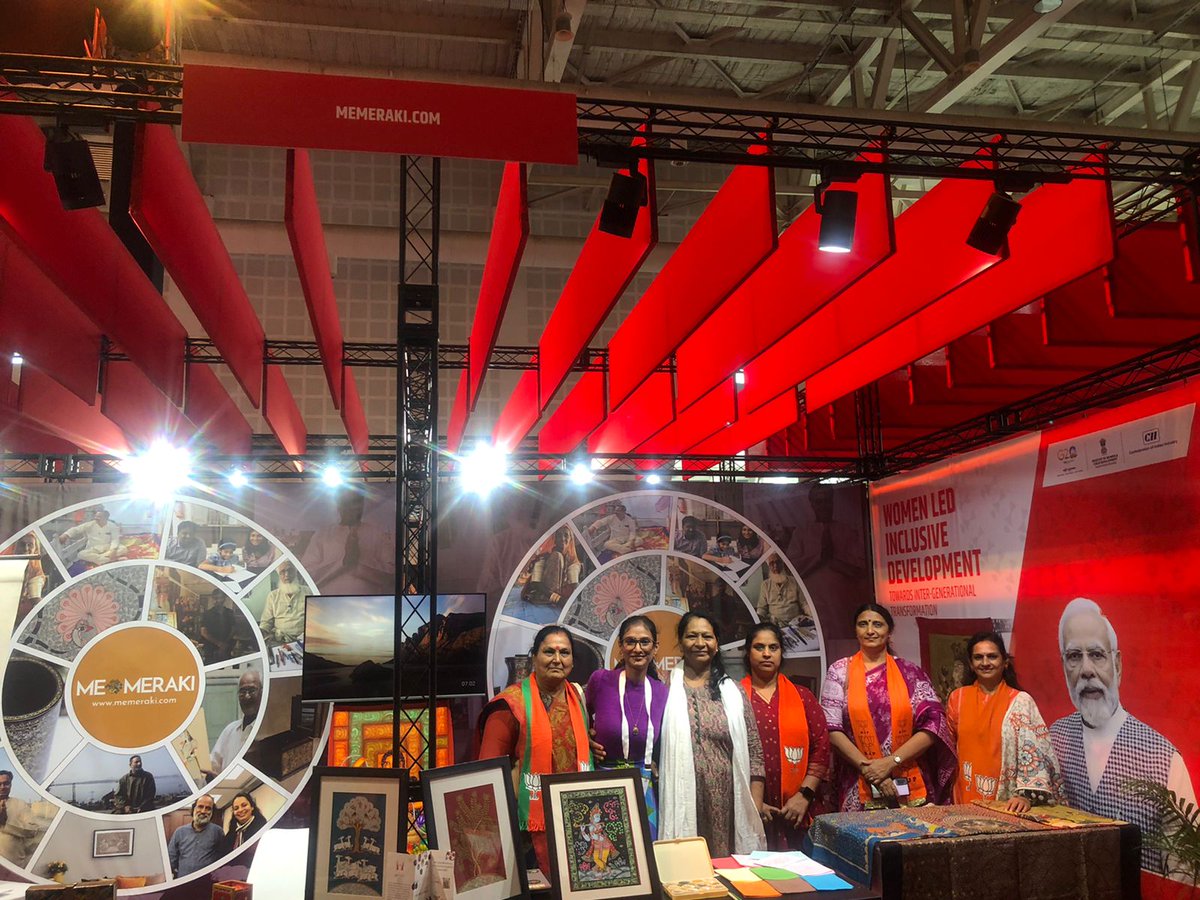 memerakisocial's tweet photo. Thank you @g20org @g20empower @FollowCII for inviting us to the #G20EMPOWER Summit in #gandhinagar . Our Design and Project lead Vishakha brilliantly presented our work to all stakeholders attending the event. #culturetech #crafttech #G20India #WomenEmpowerment #GenderEquity https://t.co/q0v0m7zST9