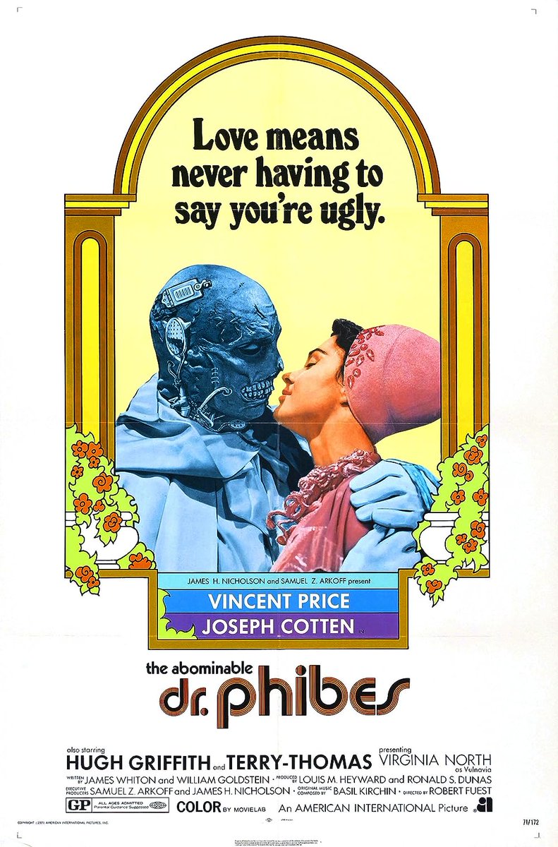 HBookandPoster's tweet photo. The Abominable Dr. Phibes (1971) #VincentPrice 
#AbominableDrPhibes 1971 #comedy #horror #film #phantomoftheopera #JosephCotten #DrPhibesRisesAgain #cult #AmericanInternational https://t.co/Tax7y66wZF