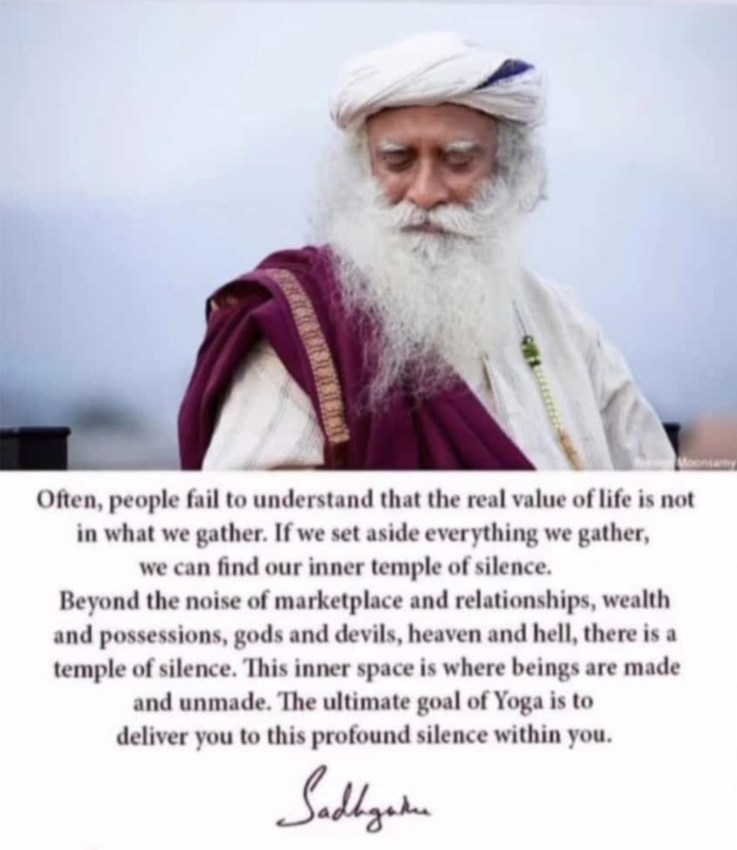 Ksareen30's tweet photo. Often, people fail to understand that the real value of life is not in what we gather. #Sadhguru https://t.co/ib5zs4Aklm