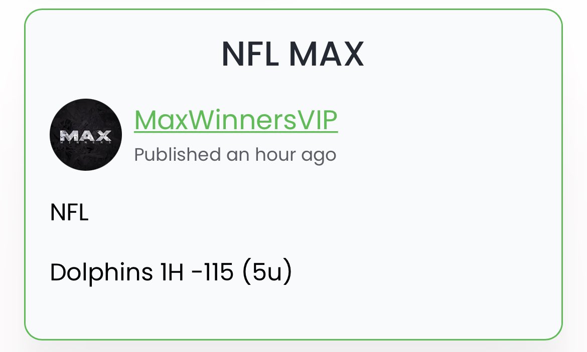 Big Day #VIP #NFL 🏈🚀🏈🚀🏈

✅Dolphins 1H -115 (5u) 
✅Vikings over 38 (5u) 
✅Lions 1H under 19 (3u)
✅Lions under 38 (3u) 
✅Patriots +3 (2u) 
✅Steelers +100 (2u) 
🗑Bears +5 (2u) 

🔥🔥🔥🔥🔥🔥🔥🔥🔥🔥🔥🔥

#GamblingTwitter #NFLPicks 💰💰