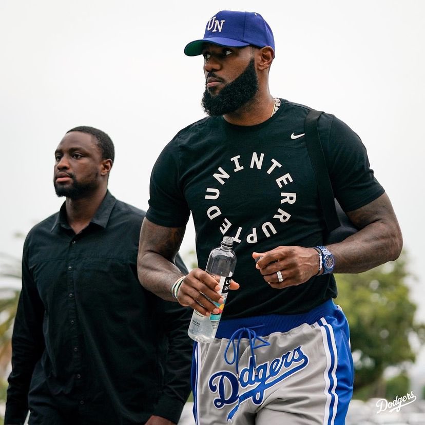 LeBron arriving to the Dodgers’ game