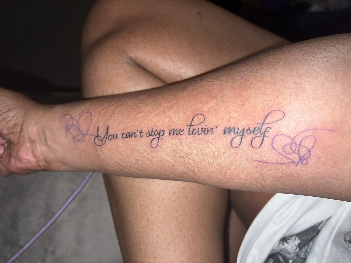 I LOVE my tattoo. IYKYK 💜🫰🏾💜 #BTS #Idol #BTSARMY #Youcantstopmelovinmyself #tattoo