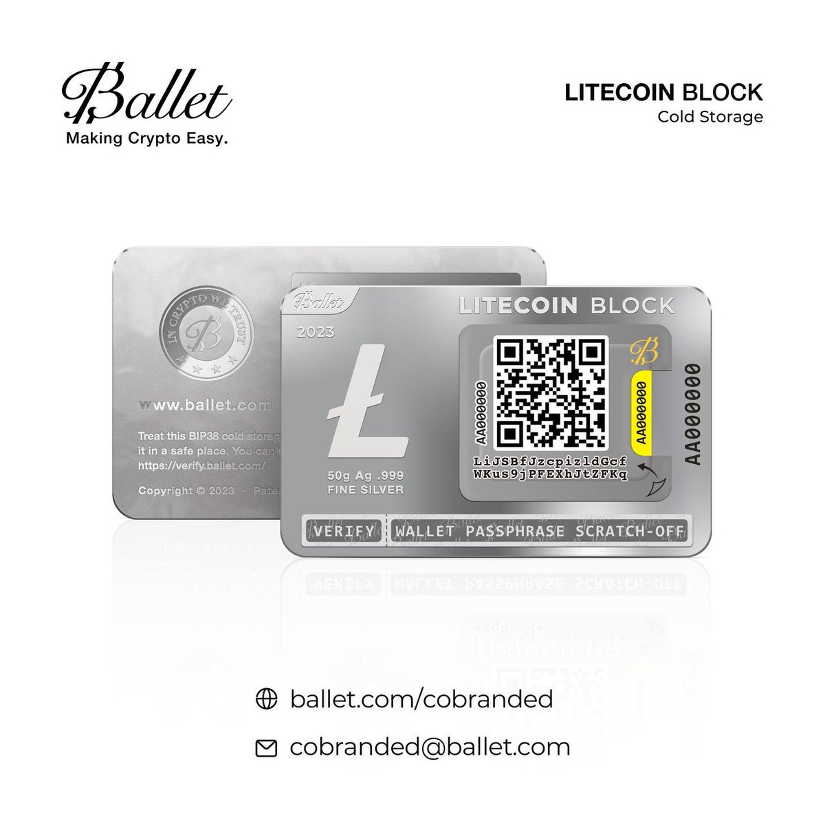 Charlie Lee Ⓜ️🕸️ (@satoshilite) on Twitter photo As I've announced in the <a href="/BalletCrypto/">Ballet</a> podcast with <a href="/bobbyclee/">Bobby Lee - Ballet: World's EASIEST Cold Storage!</a>, we are working on a post-halving 50g .999 fine silver Ballet Litecoin Block, which will hold a full Litecoin block of 6.25+ LTC. The LTC is mined straight to the address on the card by <a href="/ltcpool/">LitecoinPool.org</a>. As I've announced in the <a href="/BalletCrypto/">Ballet</a> podcast with <a href="/bobbyclee/">Bobby Lee - Ballet: World's EASIEST Cold Storage!</a>, we are working on a post-halving 50g .999 fine silver Ballet Litecoin Block, which will hold a full Litecoin block of 6.25+ LTC. The LTC is mined straight to the address on the card by <a href="/ltcpool/">LitecoinPool.org</a>.