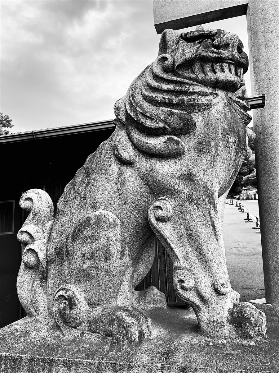 京都霊山護國神社の狛犬さん。吽形の歯がギザギザでかわいい。 