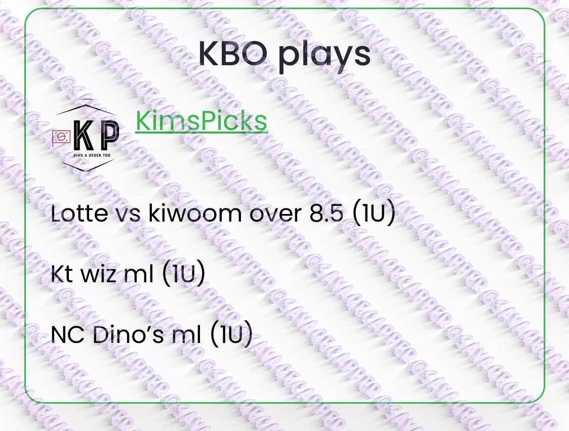 SavageCappers's tweet image. #CaliforniaWager, #KimsPicks, #DirtyBubbleBets

KBO WAKE AND CASH 🇰🇷