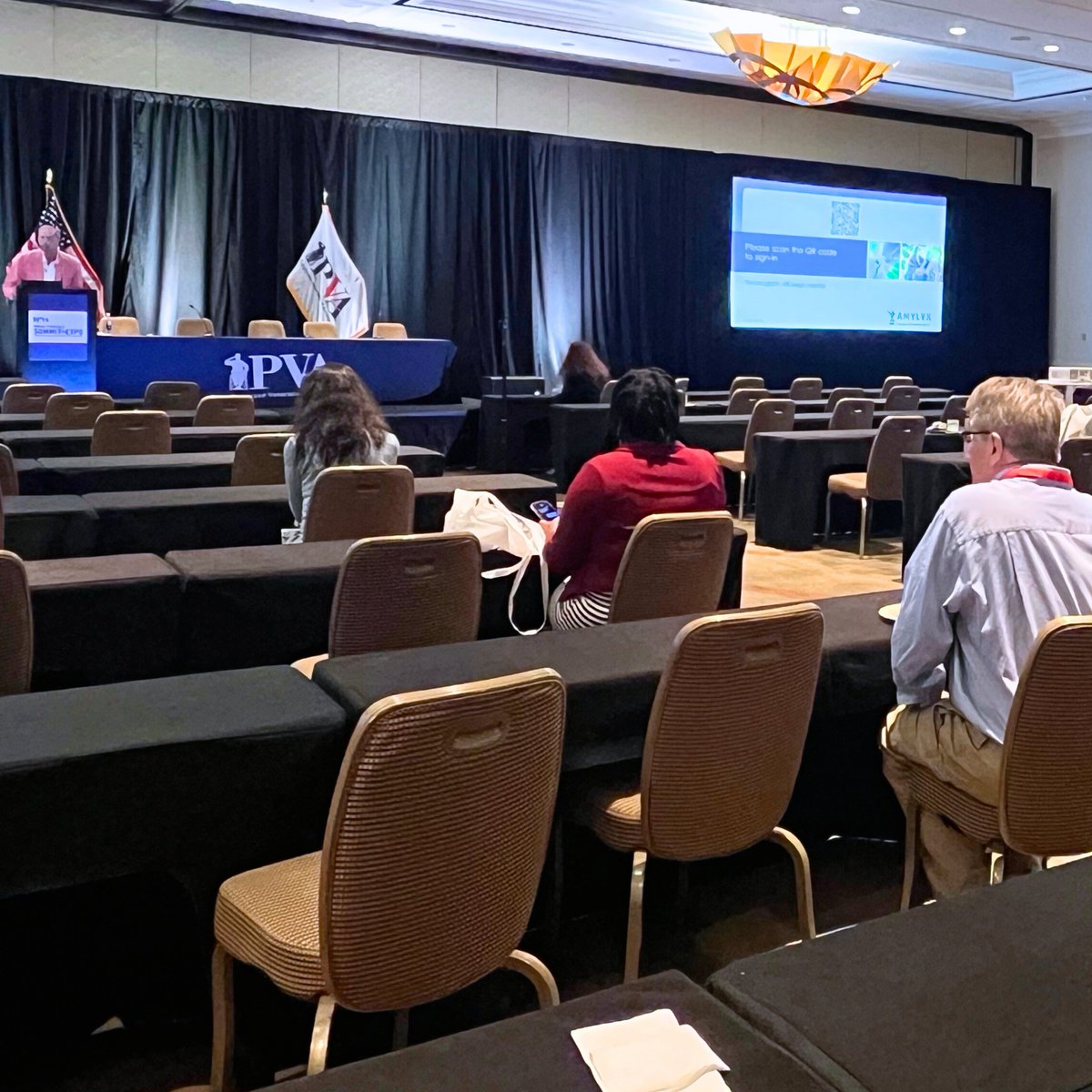 PVA1946's tweet photo. Hopeful news for Veterans with ALS! At our #PVASummit + EXPO, @AmylyxPharma's Dr. John Novak unveiled RELYVRIO. This new prescription oral therapy for adults living with #ALS has been shown to help slow disease progression.

Unlock our healthcare event: https://t.co/9ZcGH1zfQx. https://t.co/BBjioBcyvw