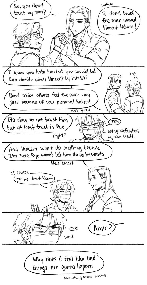 (Sketch) "I see themselves in us…"

Cypher just sensed that Chamber and Yoru might end up like them somehow or maybe he's tripping like Chamber said😂 