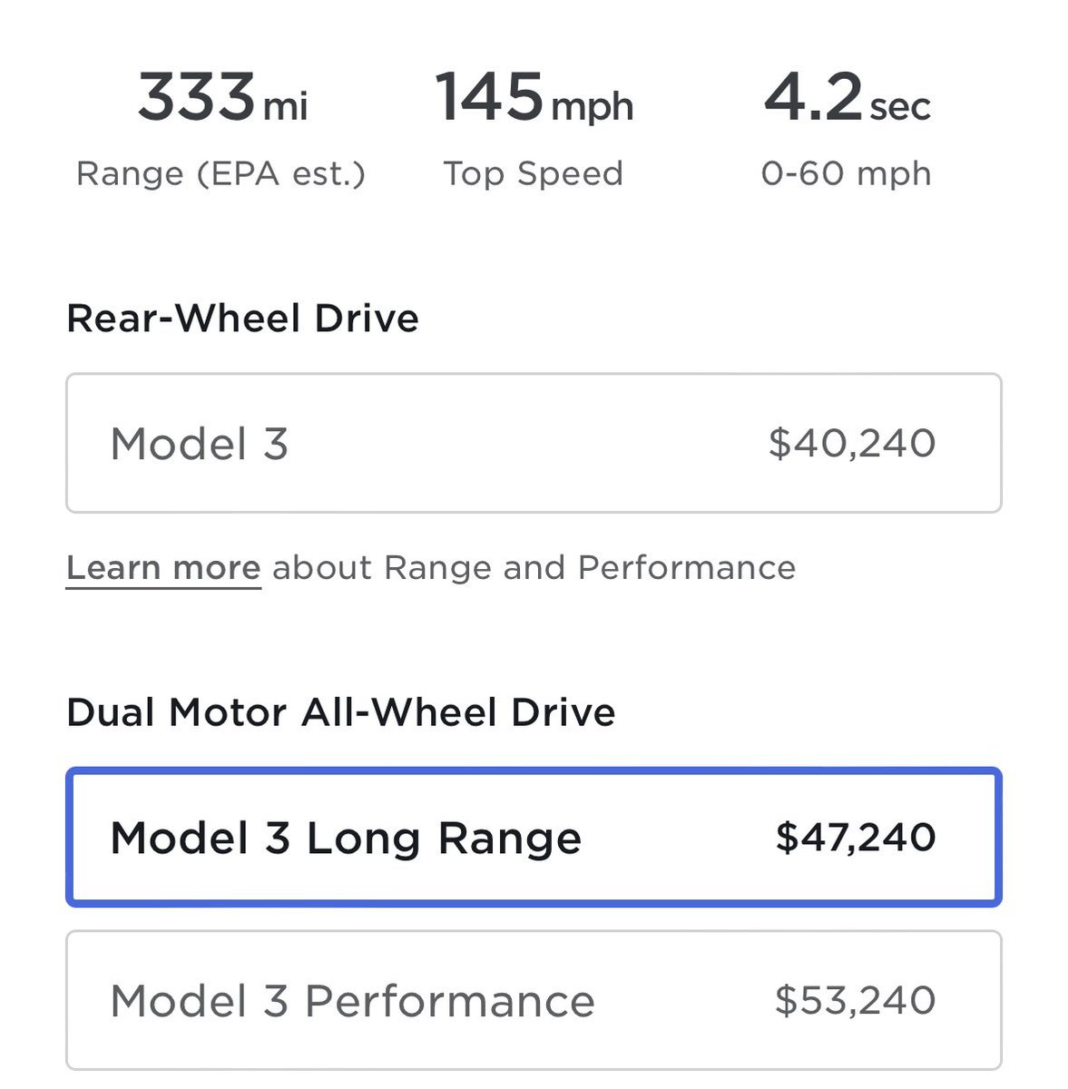 brandenflasch's tweet photo. With Tesla now recommending 80% for daily charging, the base Model 3 RWD now has more daily usable range (can charge LFP to 100% daily) than the Model 3 Long Range at 80% (266 miles). Save $7k (or more - there are discounted inventory cars!) and get the RWD - the Model 3 RWD is by far the best value in Tesla’s entire lineup and can meet the needs of most people.