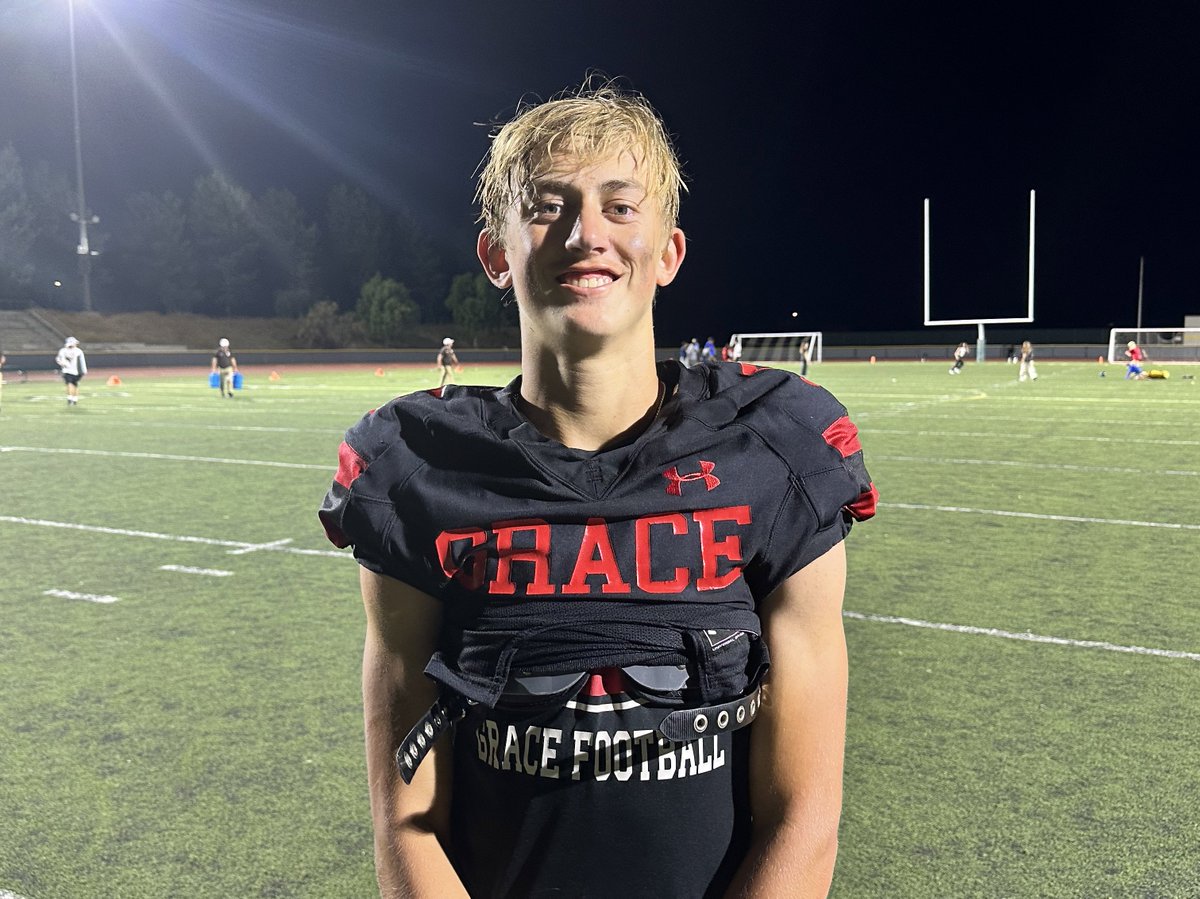 Tarek_Fattal's tweet photo. Noah Cooper, the lone senior on Grace Brethren, was a freshman in 2019 when the program was an 11-man juggernaut.

He stuck through two years of 8-man and is now leading a roster full of players that’ve never played tackle football before.

Tonight, GB took Crespi to double OT. https://t.co/PoaxZiMzCD