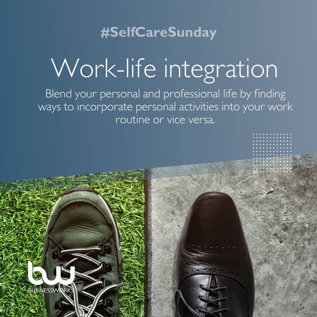 BWMagazineHEY's tweet image. #SelfCareSunday

Work-life integration

Blend your personal and professional life by finding ways to incorporate personal activities into your work routine or vice versa.

#WorkLifeIntegration #PersonalAndProfessionalBalance #SeamlessLifestyle #HarmonyInLife #BlendingWorkAndPlay