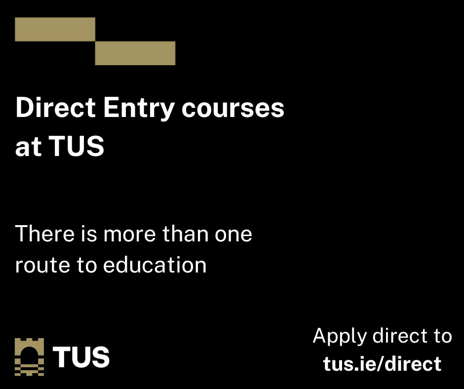 TUS_ie's tweet image. Check out the undergraduate courses available at TUS through Direct Entry 👉 tus.ie/study-with-us/… 

#WeAreTUS #DirectEntry