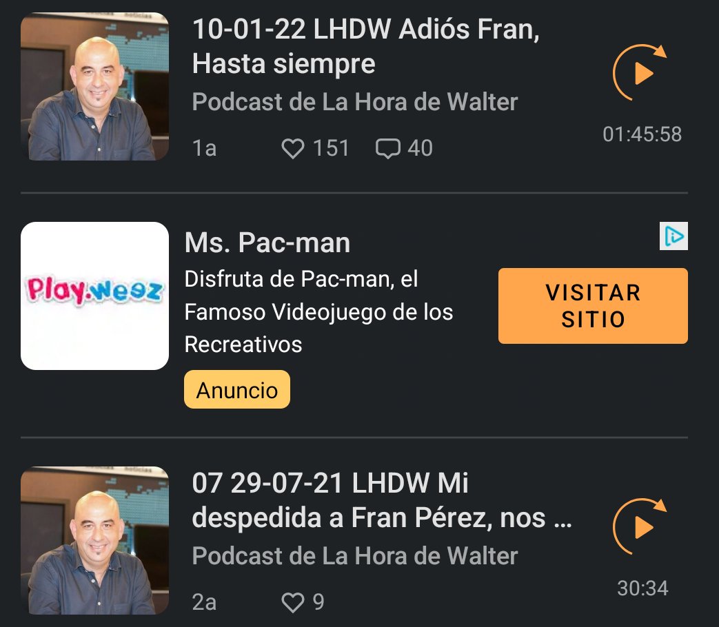 Es mi segundo año escuchando estos dos programas en una fecha muy señaladas para mi ya q volvi a nacer y no se como la conexión q siento hacia Fran Pérez es muy fuerte y escucharos esos dias cn tanto amor hacia él me ayuda a ver la vida de otra manera. <a href="/cadenamix/">Radio MixFm</a> <a href="/walter_garcia_/">Walter Garcia Carro</a>