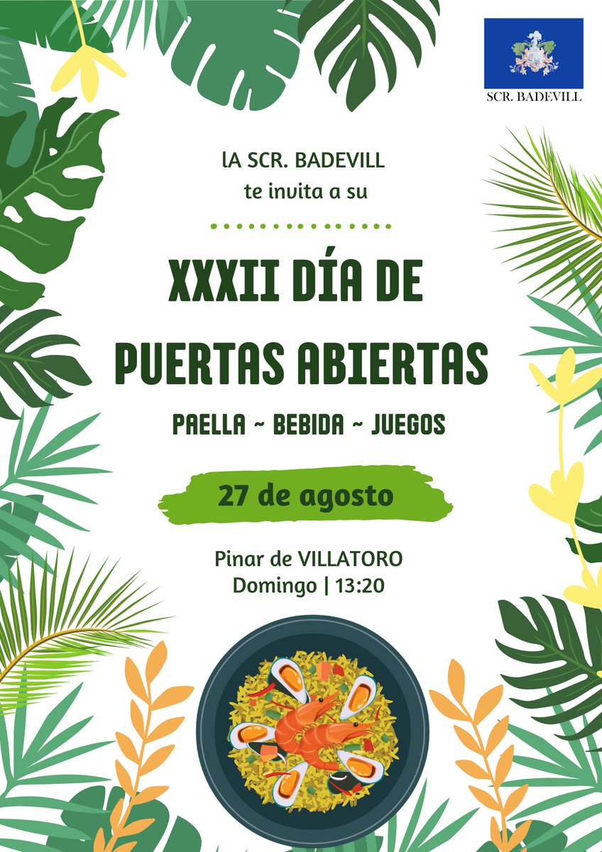 El próximo domingo 27 de agosto celebramos nuestro día de puertas abiertas.
Invitamos a socios, amigos y vecinos a celebrarlo en los pinos. Los actos comienzan a la 13:30 con la santa misa, proclamación de nuestras reinas, vino español y la tradicional 🥘 

¡Os esperamos!