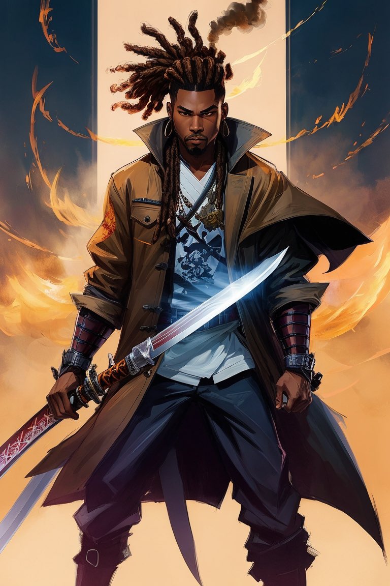 wckdson's tweet photo. Kazi The Sword and Metal specialist.  An alchemist in his own right.
#AIArtwork #AIcommunity #GenerativeAI #AIArtCommuity #PromptShare https://t.co/qFcHnrIyxj