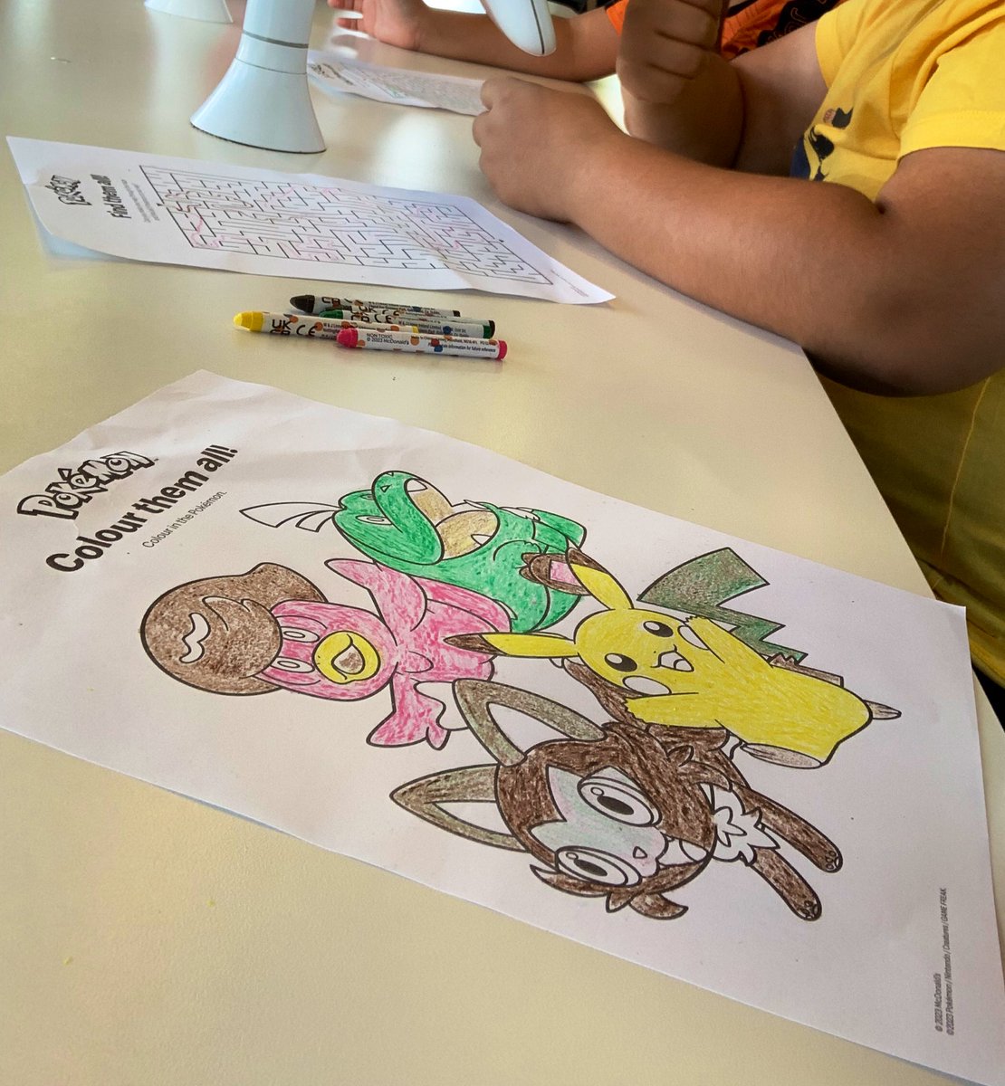 OsSmDn's tweet photo. Thank you McDonald’s Farnham Road, Slough we did not just had breakfast 🥞 but being creative was soo good. #Pokemon “We colour them all”. https://t.co/xRKJ5Btn2v