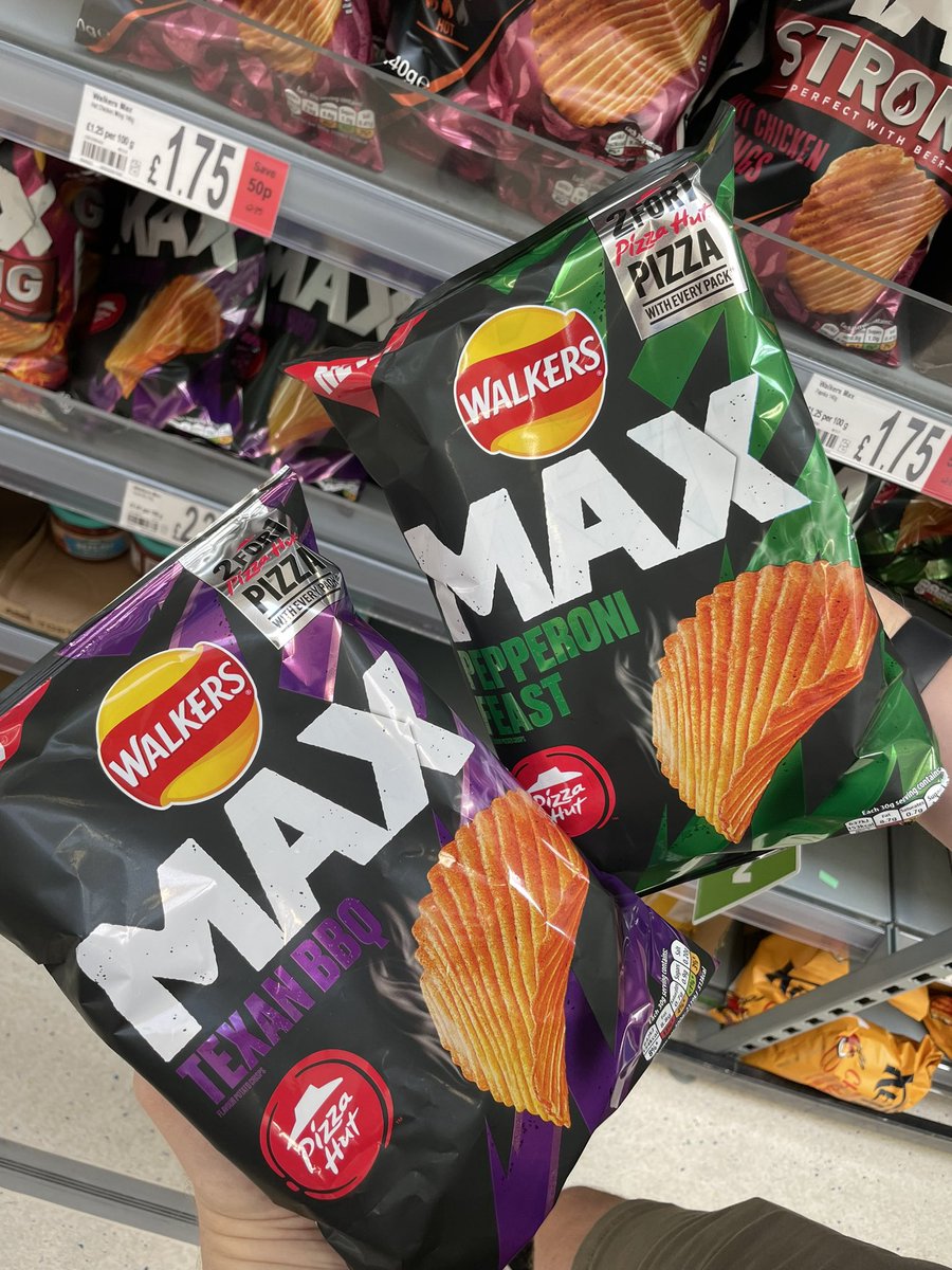 All_Things_New_'s tweet photo. Walkers Max x Pizza Hut! 🍕 At Asda @walkers_crisps @pizzahutuk #walkers #walkersmax #pizzahut #pizza #texanbbq #pepperonifeast #wellthisisnew https://t.co/7FfjsQl7pk