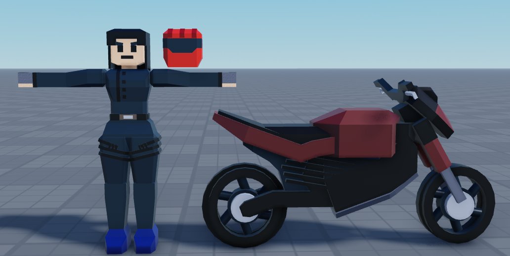RingkunMori's tweet photo. Public Model #20: Billie the Biker and her Low Poly Motor Cycle
Get the model here:
https://t.co/FJiAkmkWNN
#RingkunModels #ROBLOX #RobloxDev #RobloxDevs #RobloxModels #MoonAnimator #FreeModel #RobloxBuild #RobloxRig https://t.co/qGDBf1qjAN