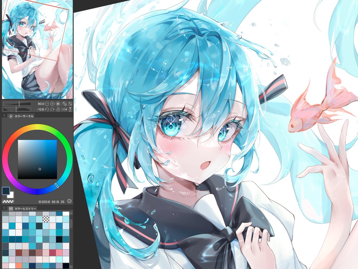 初音ミク「初めてのクリスタです#wip  #初音ミク 」|雷夏。のイラスト