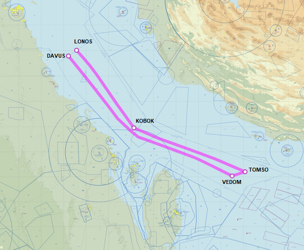 SirListenalot's tweet photo. Today #RC135 #AE01CD returned from Souda Bay as #OMAHA76 and requested routing LONOS L703 KOBOK P559 TOMSO - VEDOM L602 DAVUS (back to Kuwait) within the Bahrain FIR https://t.co/v3ggiwiCSy