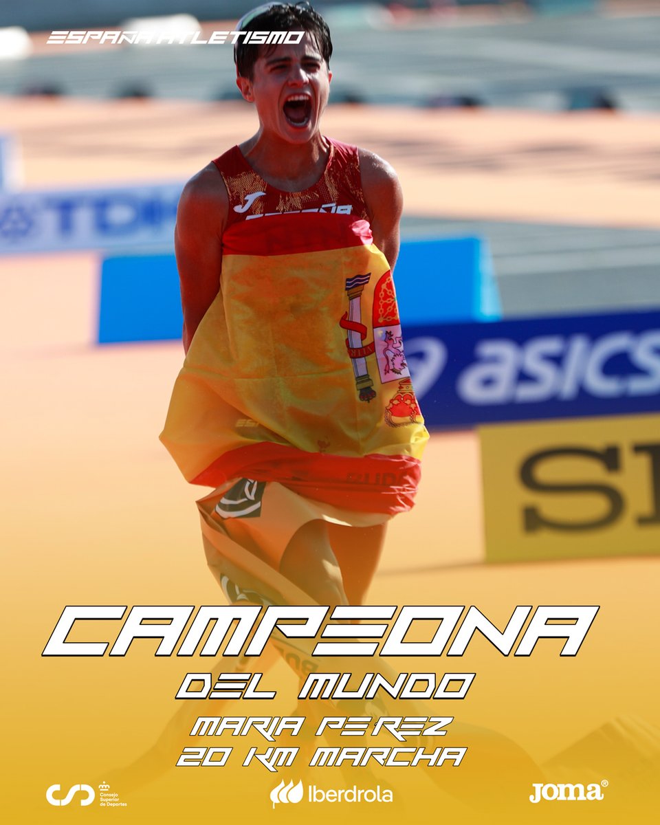 𝑳𝑨 𝑷𝑹𝑰𝑴𝑬𝑹𝑨 𝑪𝑨𝑴𝑷𝑬𝑶𝑵𝑨 𝑫𝑬𝑳 𝑴𝑼𝑵𝑫𝑶 𝑫𝑬 𝑳𝑨 𝑴𝑨𝑹𝑪𝑯𝑨 𝑬𝑺𝑷𝑨𝑵̃𝑶𝑳𝑨

🥇<a href="/garciaperezmari/">María Pérez OLY</a>⏱️1:26:51

Mejor marca de una 🇪🇸 en un Mundial

2º ORO #EspañaAtletismo

📺<a href="/teledeporte/">Teledeporte</a> y <a href="/Eurosport_ES/">Eurosport.es</a>
🔗bit.ly/3E37kEs

<a href="/wabudapest23/">World Athletics Championships Budapest 23</a> #PasiónPorCompetir