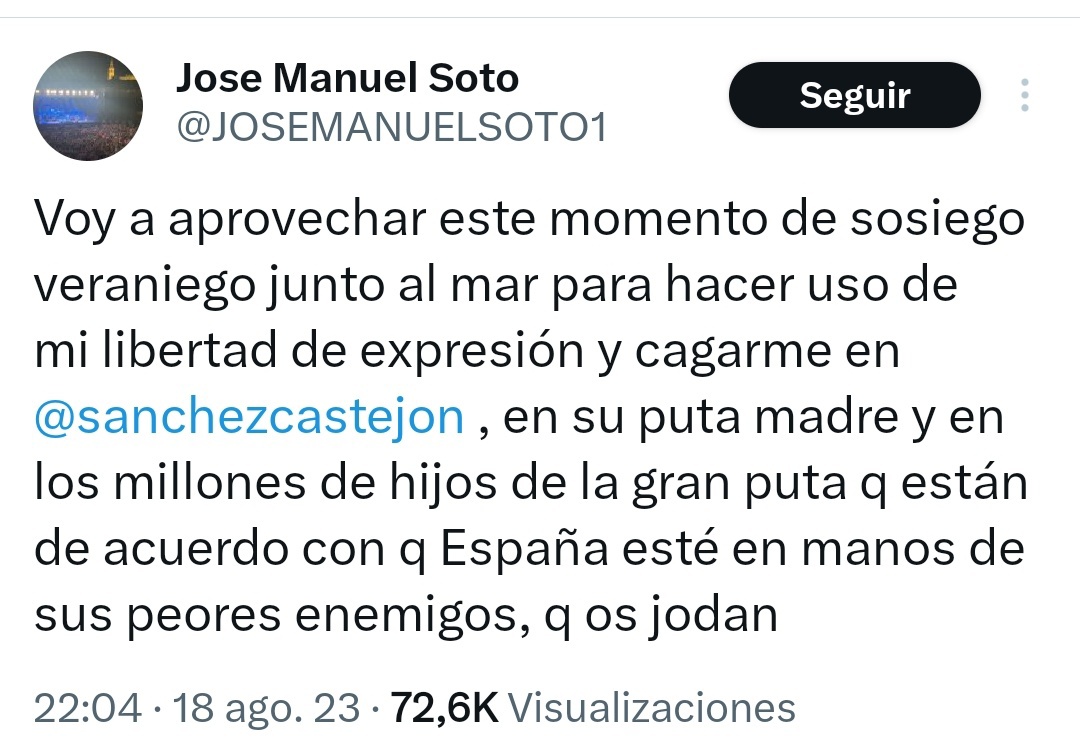A raíz de los últimos rebuznos de José Manuel Soto, solamente recordaros que el Soto en su afán por no ser un mierda en el mundo de la música ya hace tiempo decidió imitar a las estrellas de rock y empezó por la droga.
Abro hilo...👇👇👇