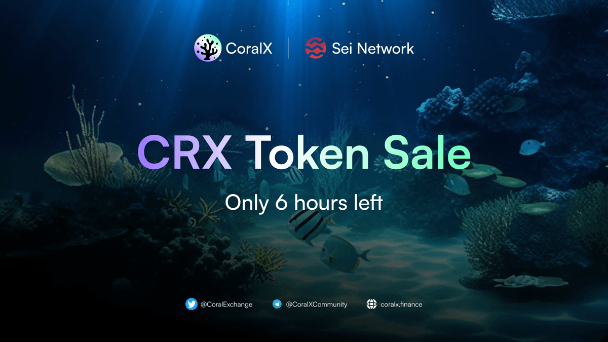 🔱 CRX IDO: Only 6 hours left!

The countdown has begun for the highly anticipated $CRX Token Sale.

⌛ Whitelist Sale starts at 13:00 UTC today
⌛ Public Sale begins just 30 minutes later
👉 Join the IDO here: app.coralx.finance/launchpad/

Tip: Invite friends and family to join the