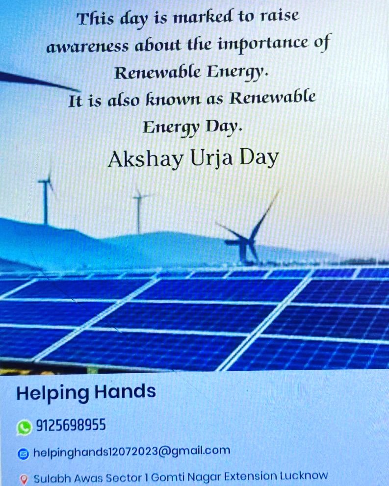HelpingHands023's tweet photo. Akshay Uraj Day
#20august #20august2023 #AkshayUrjaDay @HelpingHands023 https://t.co/6BVebqYrqL