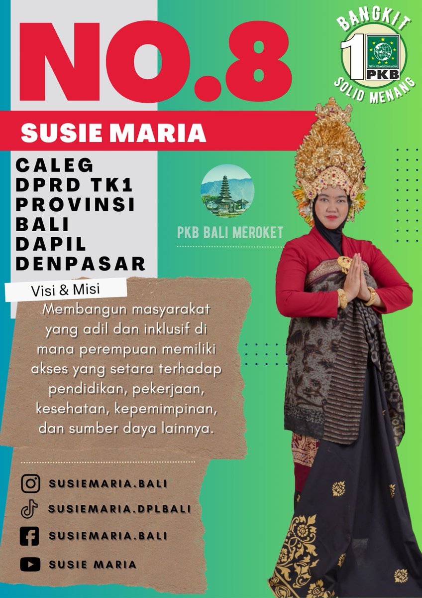 susiemaria05's tweet image. Susie Maria Nomor urut 8 🙏 Caleg DPRD Tingkat Provinsi Bali Dapil Denpasar Periode 2024-2029
#denpasarbali 
#pkb2024