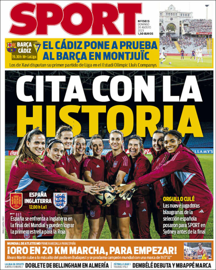 EFEdeportes's tweet photo. 📰 ¡Buenos días! Estas son las portadas de la prensa deportiva española hoy, 20 de agosto. #FelizDomingo https://t.co/qttutpt4Eb