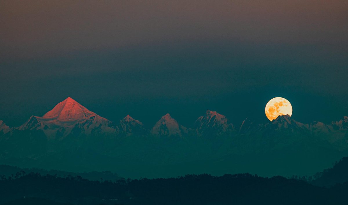 A sunset and a moonrise simultaneously..at Kausani, Uttarakhand India