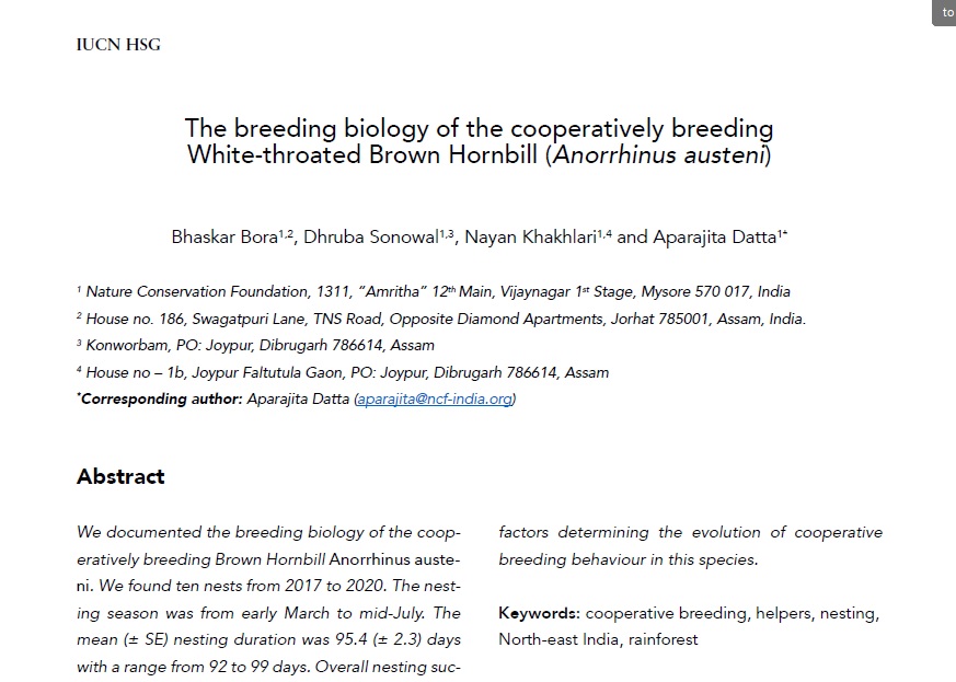 BhaskarJ_Bora's tweet photo. Hornbills are among few birds believed to be monogamous. Sharing a study on the cooperatively breeding White-throated Brown Hornbill. Through an act of cooperation, juvenile and sub-adult birds aid the breeding male in food provisioning and act as sentinels to protect nests. https://t.co/AQlvLeEJG5