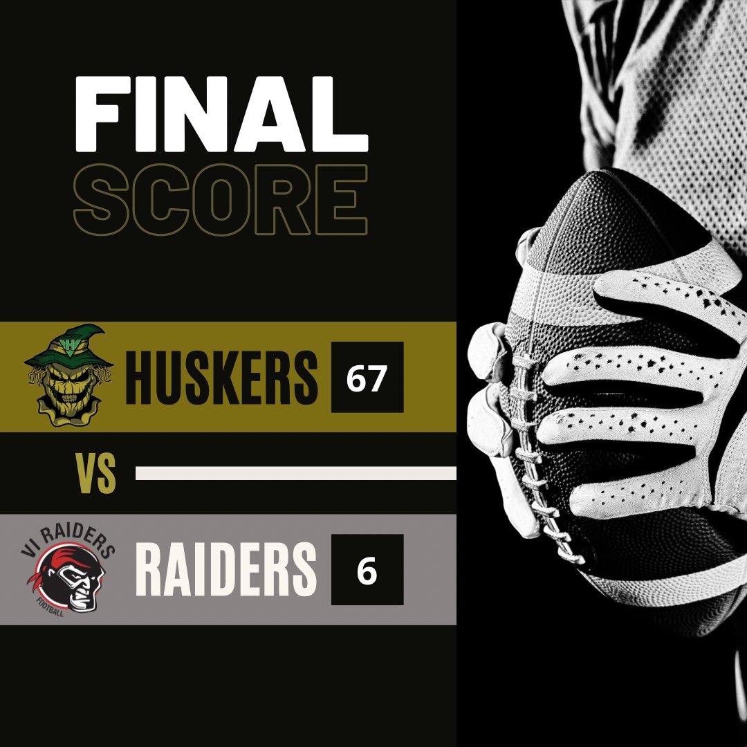 Final Score 67 to 6 for Valley Huskers Vs Island Raiders <a href="/ViRaiders/">VI Raiders Football</a> <a href="/BCFC_Media/">BCFootballConference</a>