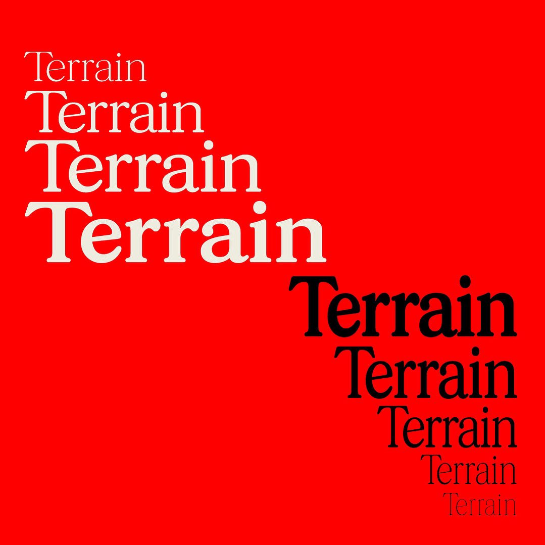 Terrain Type Family ⛰️
Rich and earthy. Warm. Sometimes silly. Almost elegant and never boring. Take the old style model, widen the proportions of circular forms, avoid anything sharp, add condensed cuts and you get the Terrain.
Design by <a href="/d0ughkan/">Doğukan Karapınar 🦀</a> 
Mastering by <a href="/_iboooooo/">Ibrahim Talukder</a>