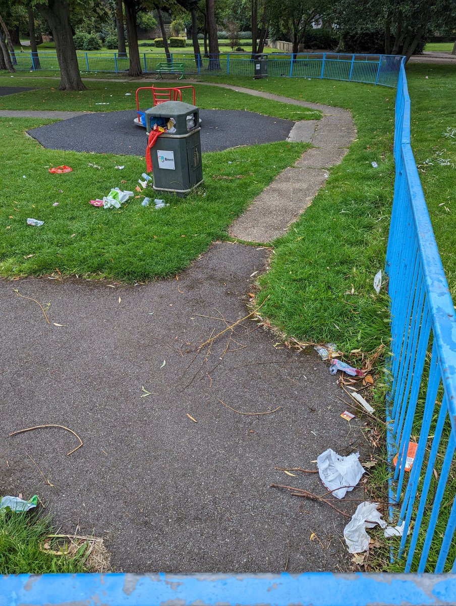 bharathach's tweet photo. @Brent_Council Barham park children's play area is an absolute mess . Has been littered by trash for a week now. Can you please look into it? 

#barhampark #sudburytown https://t.co/xe5wpo1FqS