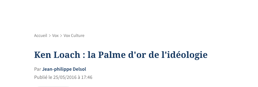 damien_leblanc's tweet photo. - Les titres de presse les plus virulents adressés à Ken Loach pour avoir parlé politique en recevant la Palme d'or 2016.
- Les titres de presse les plus virulents adressés à Justine Triet pour avoir parlé politique en recevant la Palme d'or 2023.

Cherchez l'erreur. https://t.co/RLbnY1FvqL