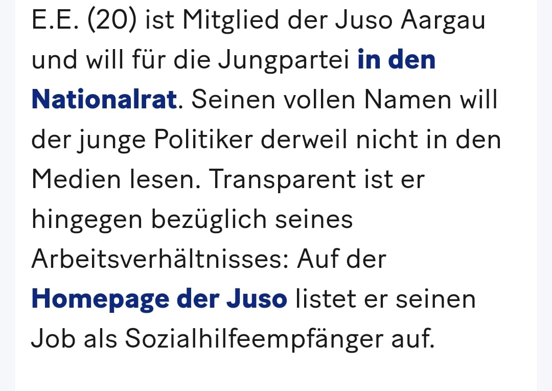 Ich weiss nicht, wie gut ihr euch bei der #Juso mit #Wahlen auskennt, aber wenn man für den #Nationalrat kandidiert, dann bekommt jeder Aargauer Stimmbürger deinen Namen und Wohnort mit der Wahlliste... 😂

#WahlCH23 

20min.ch/story/wahlen-d…