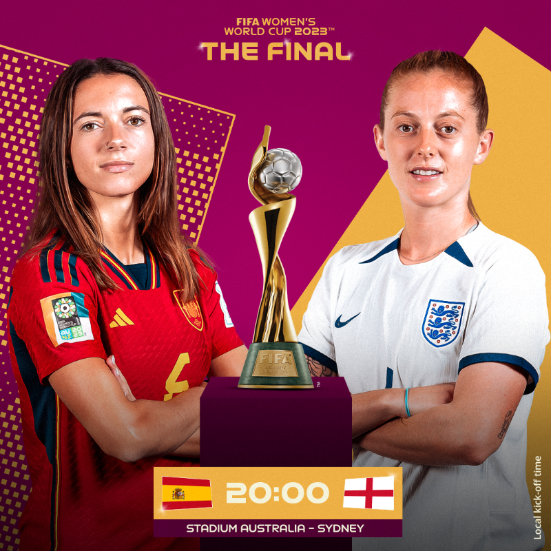 FIFAWWC's tweet photo. #ESP v #ENG

Who will be crowned #FIFAWWC champions? 🏆