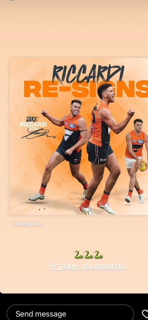 stbernardsfc's tweet image. Congrats to former premiership winning St Bernardsfc &amp;amp;St Bernards College player &amp;amp; 2019 vfl rising star, now @GWSGIANTS power forward Jake Riccardi, on new 3yr deal. Smart, talented, hard working &amp;amp;     skilful emerging AFL Star. #gojake #gianttalent 👏👏