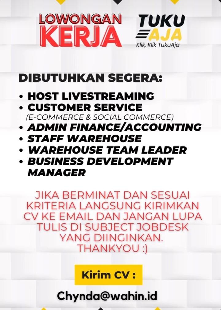 chanihaeee's tweet photo. Numpang share info loker di kantorku yaa siapa tau ada yg tertarik #Infoloker https://t.co/B7UCEuKl2D