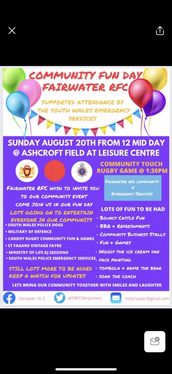 Good morning, happy Sunday all. Come down and join Tom and Anna today at the Fairwater Fun Day. ☀️🎉 @FRFCMiniJuniors @SWPDogsHorses @SWPCardiff