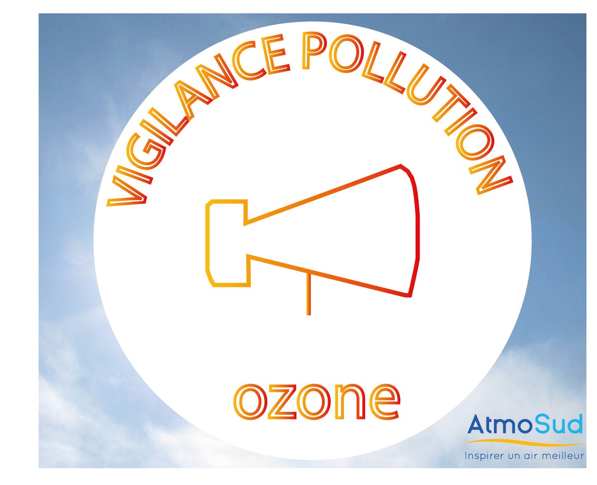 AtmoSud's tweet photo. 📢[#PICPOLLUTION] - Épisode de pollution à l'ozone 🔆 en cours sur #BouchesduRhône, #Var, #Vaucluse et #AlpesMaritimes aujourd'hui et demain. Procédure préfectorale d'alerte de niveau 1 déclenchée demain sur ces départements.

ℹ PLus d'infos: 👉 https://t.co/wWpCj0l28s https://t.co/iv7EPaAEAF