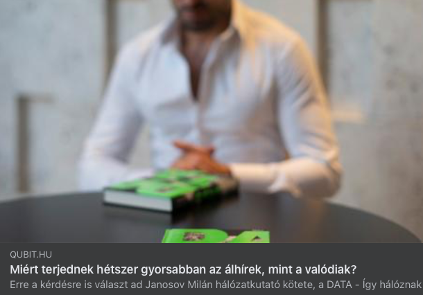 milan_janosov's tweet photo. Nagyon frappáns recenzió @radonora tollából a @qubithu hasábjain, kicsit ellenem fordítva saját fegyveremet, olvassátok itt: 

https://t.co/oI1XGNMzz3

#data #databook #datascience #networkscience #bookrecommendation https://t.co/9C2WASPNX2
