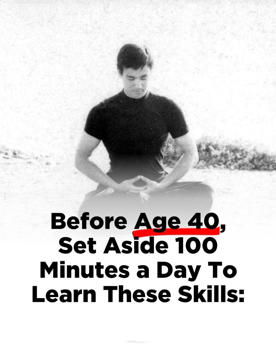W3Mindset's tweet photo. BEFORE AGE 40, SET ASIDE 100 MINUTES A DAY TO LEARN THESE SKILLS: 

• THREAD • https://t.co/3aBFfBP9Zc